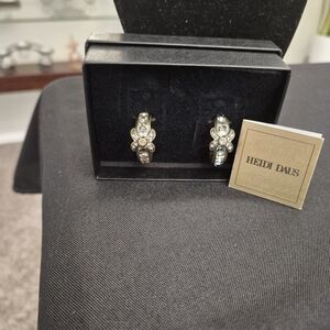 Heidi Daus Black Diamond Swarovski Crystals Hoops Earrings